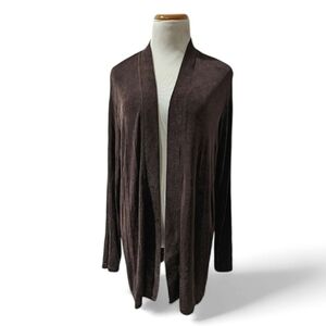 Citiknits Brown Open Front Cardigan Drapey Modern Relaxed Workwear Size L NEW